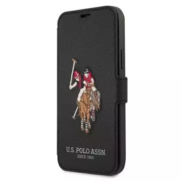 iPhone 12 mini 5,4" Buchhülle aus der US Polo Embroidery Collection Schwarz Schwarz