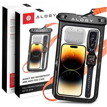 x2 Alogy Waterproof Case universelle wasserdichte IPX8-Tasche für Telefone bis zu 9 Zoll und Zubehör Schwarz