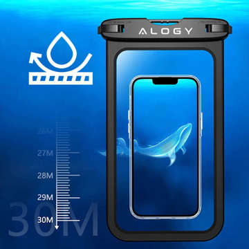 x2 Alogy Waterproof Case universelle wasserdichte IPX8-Tasche für Telefone bis zu 9 Zoll und Zubehör Schwarz