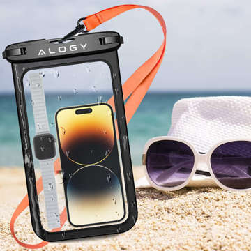 x2 Alogy Waterproof Case universelle wasserdichte IPX8-Tasche für Telefone bis zu 9 Zoll und Zubehör Schwarz