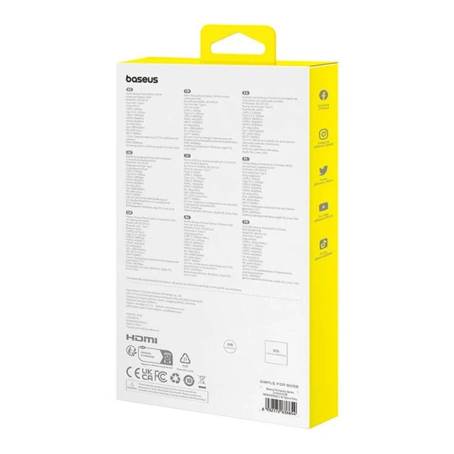 Hub 13w1 Baseus PortalJoy USB-C HDMI+DP+VGA+C+USB+PD+RJ45 Szary