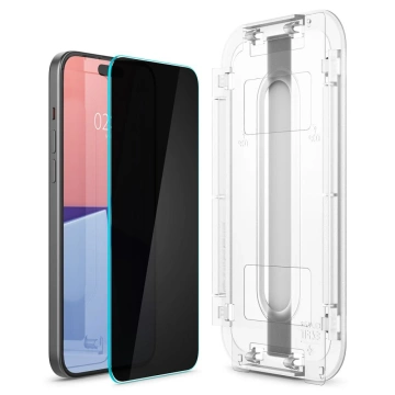Spigen Glas.tR „Ez Fit“ gehärtetes Glas 2er-Pack für Apple iPhone 15 Privacy