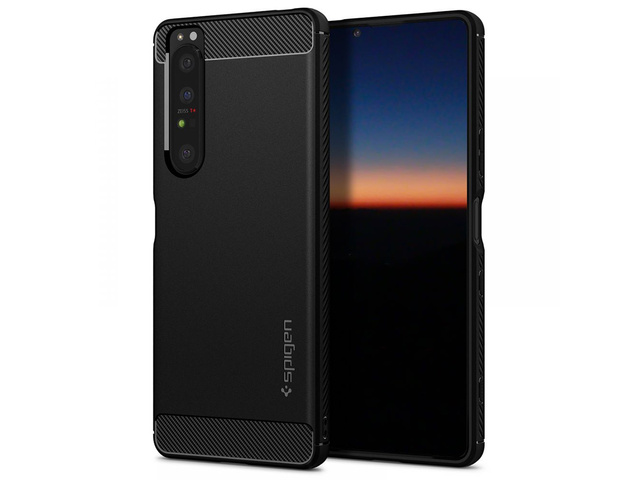 Spigen Rugged Armor Hülle für Sony Xperia 1 III Mattschwarz