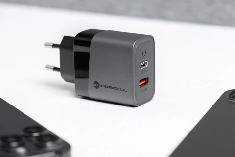 Forcell GaN 45W USB-C USB-A PD QC SFC Wandladegerät Grau