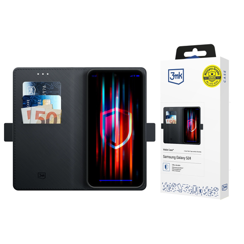 Etui na telefon 3mk Wallet Case portfel do Samsung Galaxy S24 zamykane na magnes Czarne
