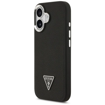 Etui Guess Grained Triangle Logo MagSafe do iPhone 17 Czarny