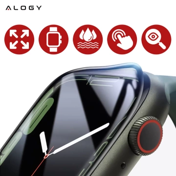 Hybridglas für Apple Watch 10 46 mm Alogy 3D-Glas mit schwarzem Rahmen