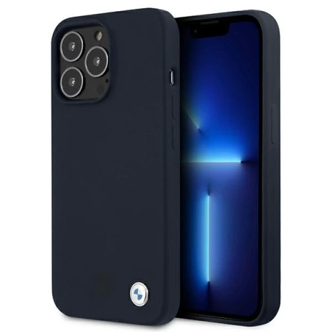 BMW BMHCP13XSTRONG Handyhülle für Apple iPhone 13 Pro Max 6.7" Marineblau/Navy Hardcase Silikon Signatur