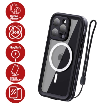 Hülle für iPhone 15 wasserdicht Mag Safe Case gepanzertes wasserdichtes Gehäuse schwarz und grau