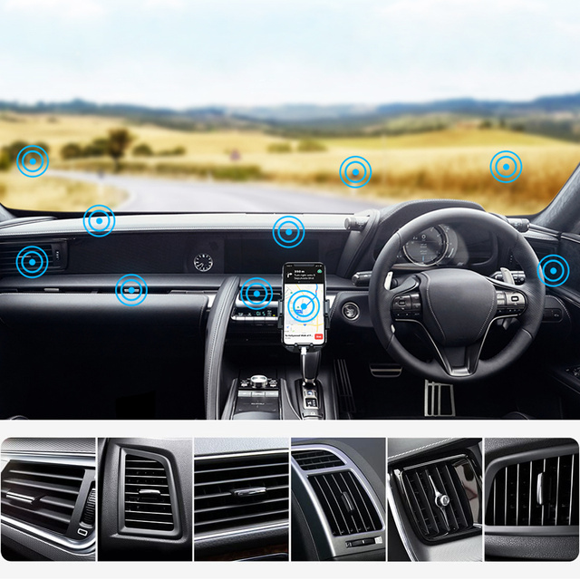 Uchwyt samochodowy do telefonu 2w1 Alogy na szybę do kratki na deskę rozdzielczą Czarny + Kabel USB-C 2.4A 1m