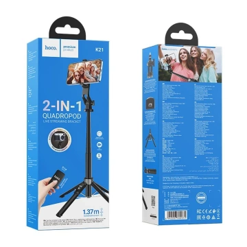 HOCO K21 Selfie-Stick mit Bluetooth-Fernbedienung und 1,37 m Stativ