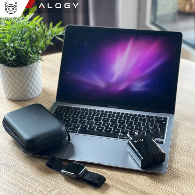 Etui duże zapinane pudełko pokrowiec Alogy Protect uniwersalne na akcesoria słuchawki kabel ładowarkę Czarne