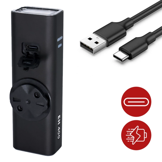 Lampka rowerowa EH 400 przód LED przednia światło roweru regulowane 400 LM 2000mah oświetlenie wodoodporna światełko na rower czarna