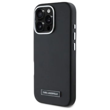 Karl Lagerfeld Hülle für iPhone 16 Pro 6,3" Schwarz MagSafe Hardcase FW Metallplatte