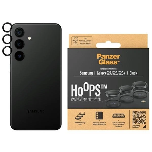 Gehärtetes Glas für Samsung Galaxy S24 PanzerGlass Hoops Kameraobjektivschutz
