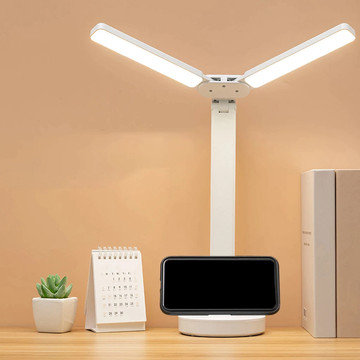 Lampe Alogy Doppel-LED-Schreibtischlampe stehend auf dem Schreibtisch mit Akku Schulzeichner Weiß