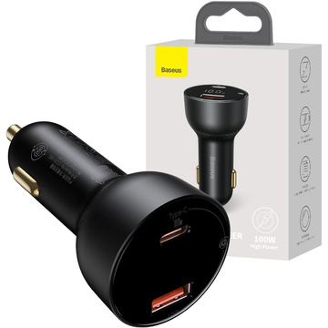 Baseus Superme schnelles Autoladegerät USB USB Typ C 100W PPS QC PD Schwarz
