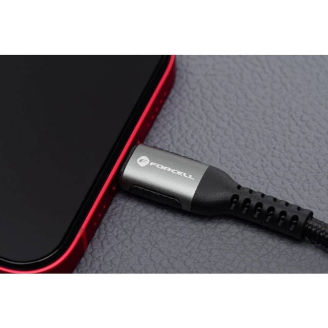 Kabel USB-A do Lightning 12W 2m Nylon Forcell Aluminiowy Biały