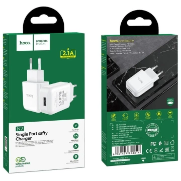 HOCO USB A 2A N2 Wandladegerät, weiß