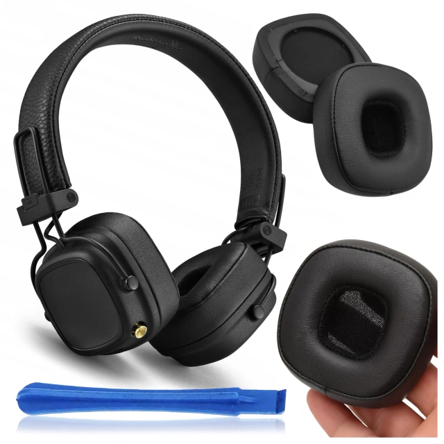 Nauszniki 2x wymienne pady gąbki do słuchawek do MARSHALL MAJOR IV 4 / BLUETOOTH Czarne + urządzenie do demontażu