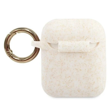 Guess Vencer Schutzhülle für AirPods Abdeckung weiß/weißer Silikon-Glitter