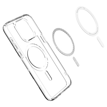 Hülle für iPhone 15 Pro Max Spigen Ultra Hybrid MagFit für MagSafe Schutzhülle aus weißem Glas