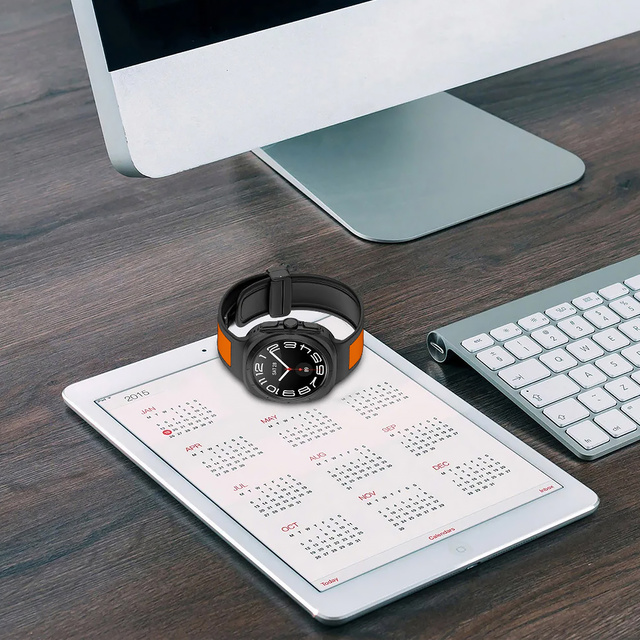 Pasek na zegarek Opaska do smartwatcha do Samsung Galaxy Watch Ultra 47mm Czarno-Pomarańczowy