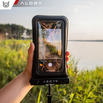 Wasserdichte wasserdichte Hülle für Telefone bis zu 7,5 Zoll, schwimmfähig für Schwimmbad, Kajak-Hülle, Wasserhülle Alogy, Schwarz
