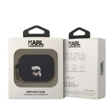 Etui ochronne na słuchawki Karl Lagerfeld KLAP2RUNIKK do Apple AirPods Pro 2 cover czarny/black Silicone Karl Head 3D