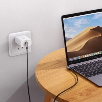 Ugreen rechtwinkliges Kabel mit seitlichem Stecker USB Type C - USB Type C Power Delivery Quick Charge FCP 3 A 1 m grau (70529 US323)