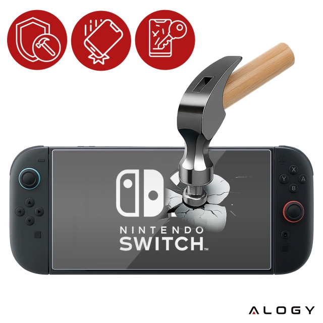Szkło hartowane do Nintendo Switch 2 2025 ochronne szkiełko na ekran 9H Alogy EasyShield™️ z ramką montażową