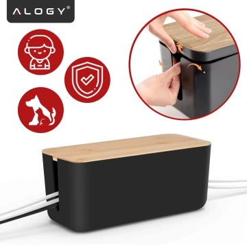 Organizerbox für Kabelleistenbox M Schreibtischboden Alogy BOX Holz Schwarz