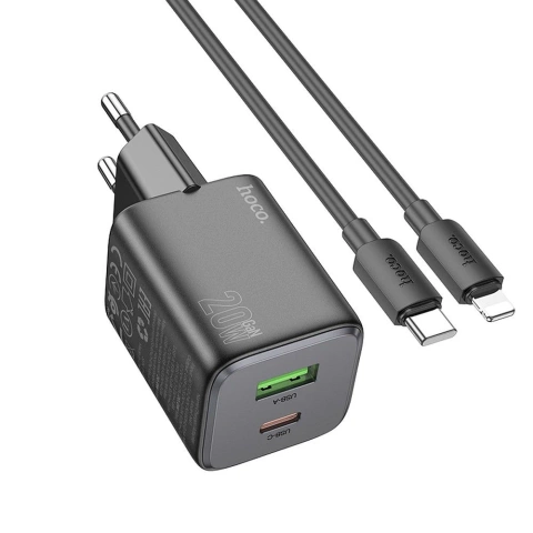 Hoco N41 GaN Ladegerät 20W USB-C USB-A USB-C Lightning Kabel