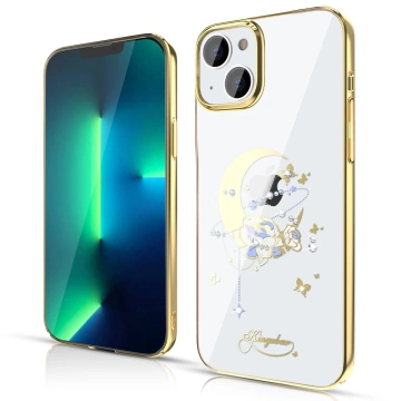 Kingxbar Moon Series Luxury Case mit Swarovski-Kristallen für iPhone 13 Gold (Blume)