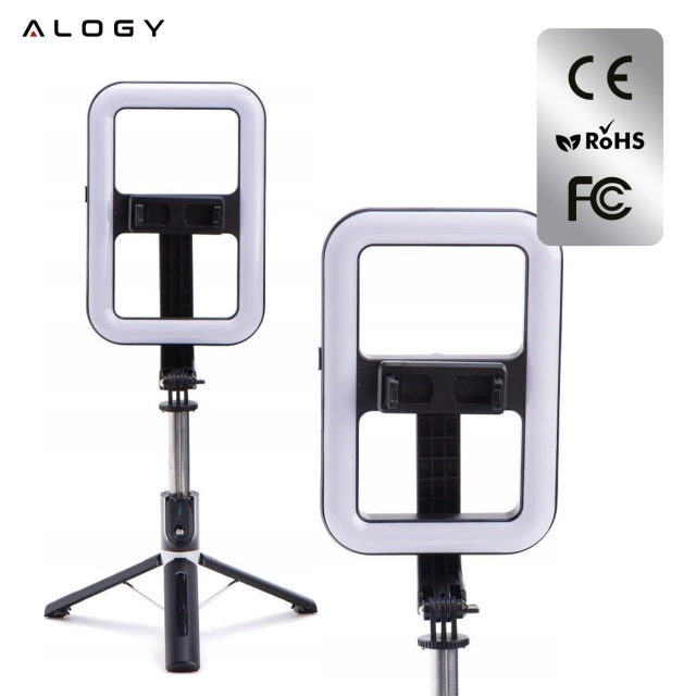 Kijek Selfie Stick Alogy GlowStick™ Pro Tripod Selfie z pilotem i lampą LED do zdjęć makijażu nagrywania filmików długi 132cm Czarny