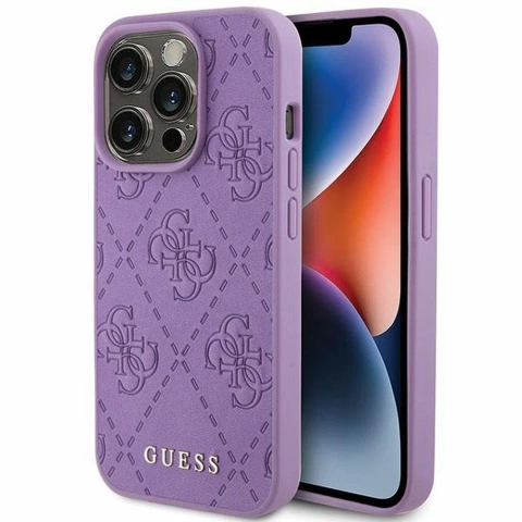 Original GUESS Hardcase GUHCP15XP4EPMU Hülle für iPhone 15 PRO MAX (Quilted 4G Classic / Hellviolett)