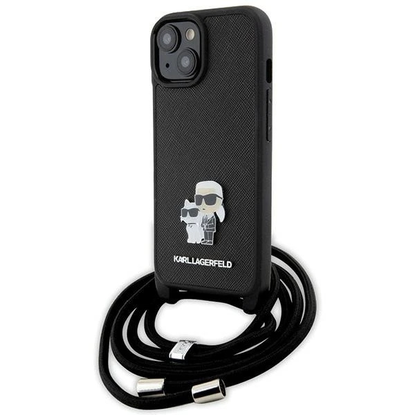 Etui Karl Lagerfeld KLHCP15SSAKCPSK für iPhone 15 6,1" Hardcase Czarny/Black Crossbody Saffiano Metal Pin Karl