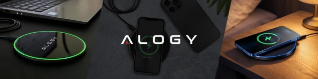 Ładowarka indukcyjna Ultra-Slim Qi 15W – bezprzewodowa, szybkie ładowanie z podświetleniem LED, okrągła do iPhone Samsung, w zestawie kabel USB-C – Alogy SlimCharge™ Czarna