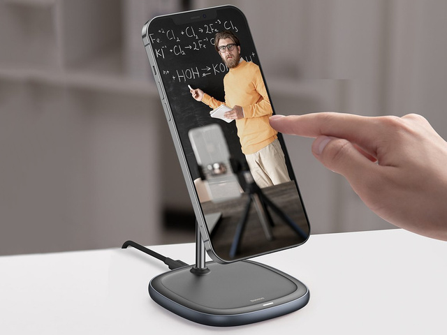 Stojak magnetyczny Baseus MagSafe z ładowarką indukcyjną do iPhone 12 Czarny