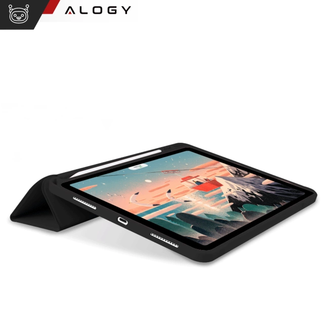 Etui ochronne z miejscem na rysik do Apple iPad Air 13" 2024/2025, iPad Pro 12.9" 2018-2022 Alogy Book Cover Case obudowa na tablet Czarne + Szkło