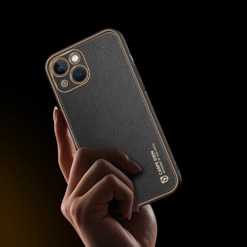 Dux Ducis Yolo Hülle iPhone 14 Plus elegante Hülle aus ökologischem Leder schwarz