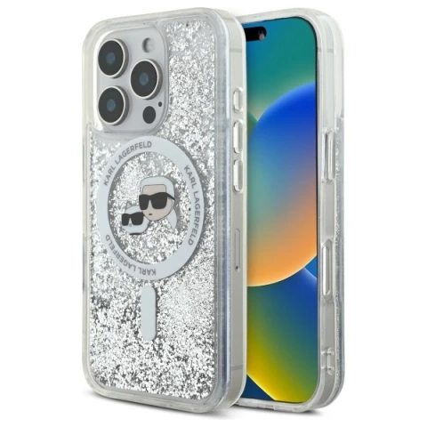 Etui Karl Lagerfeld für iPhone 16 Pro Max 6.9" Magsafe Hardcase Transparent Liquid Glitter Karl