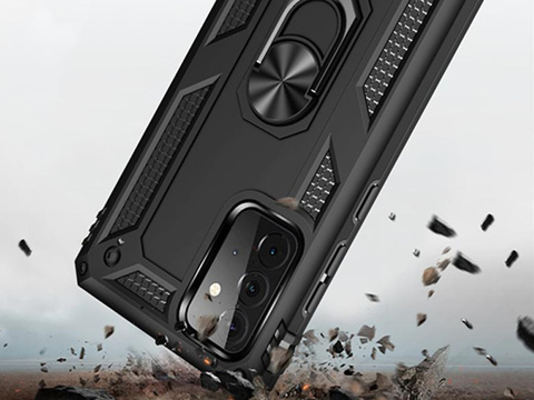 Alogy Stand Armor Ring-Rüstungshülle für Samsung Galaxy A72 Schwarz