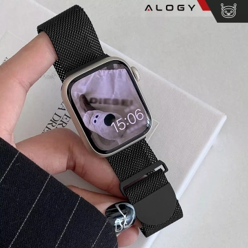 Alogy Stahlarmband für Apple Watch 42/44/45/49 mm Edelstahl Schwarz