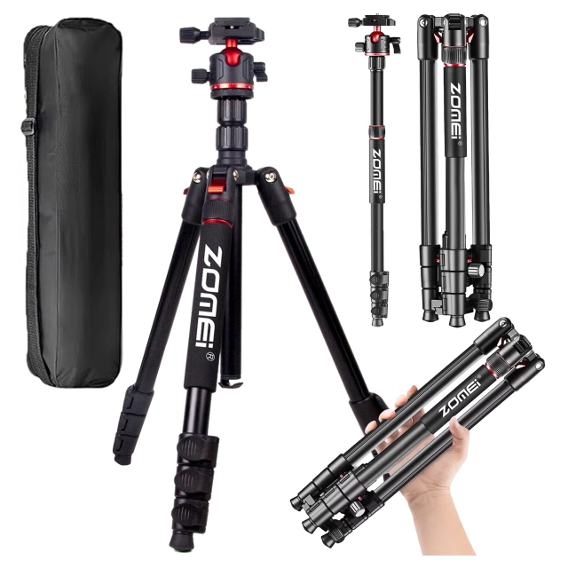 Statyw Profesjonalny 2w1 – Tripod i Monopod do Aparatu i Kamery, Składany z Regulowaną Wysokością i Głowicą Kulową 360°, Stabilny i Lekki, ProStand™ – Czarny