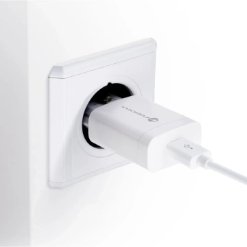 Forcell QC 3.0 USB-C 18W Wandladegerät 1,2m Kabel Weiß