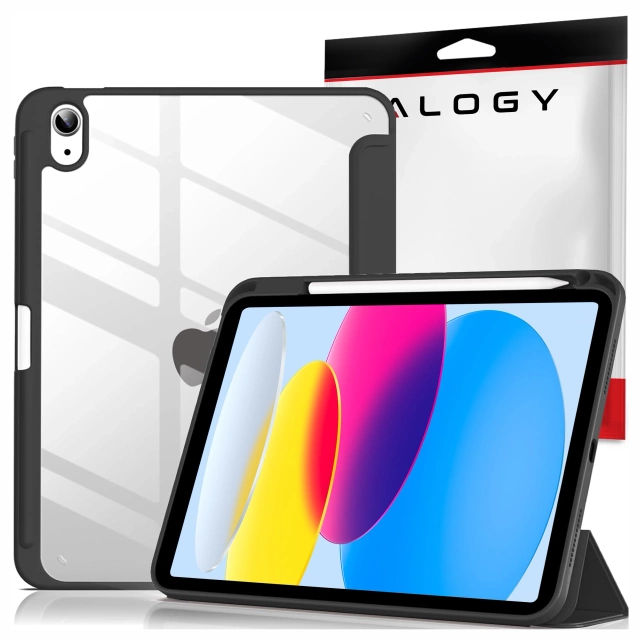 Etui Ochronne do Apple iPad 10.9" 10 Gen 2022 / iPad 11" A16 11 Gen 2025 Hybrydowe z Miejscem na Rysik, Składana Okładka z Funkcją Podstawki 2w1, Alogy HybridBook™ Case – Czarne