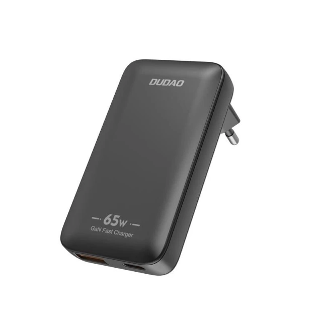 GaN Dudao 65W USB-C/USB-A PD EU/US Reise-Wandladegerät – Schwarz