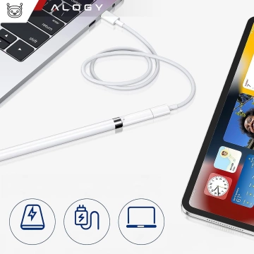 Adapter Alogy Pencil Charger do rysika USB-C Lightning do Apple Pen umożliwiający ładowanie kablem Biały