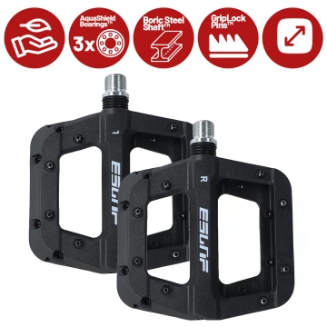 Plattform-Fahrradpedale für MTB-Fahrräder, Aluminium 9/16" Schwarzes Aluminium-Set [2 Stk.]